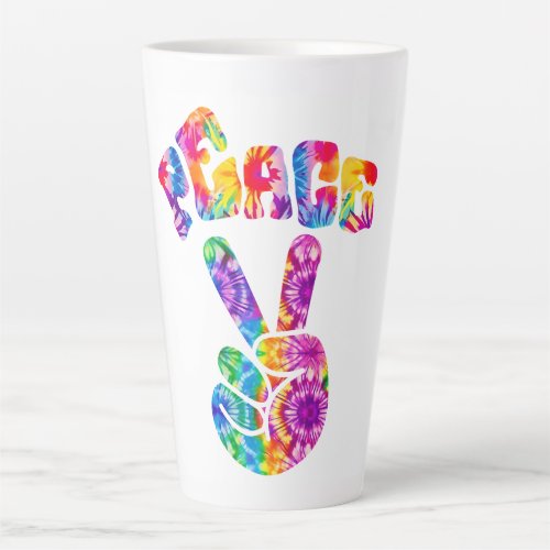 Groovy Retro Peace Hand  Latte Mug