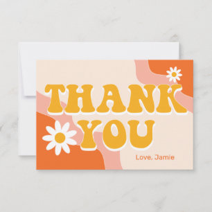 Groovy Retro Personalized Thank You Card