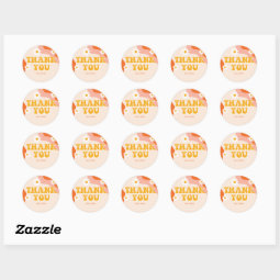 Groovy Retro Personalized Thank You Sticker | Zazzle