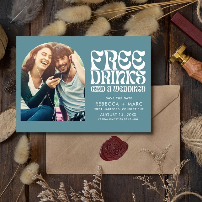 Groovy Retro Photo Wedding Save the Date (Groovy Retro Photo Wedding Save the Date)
