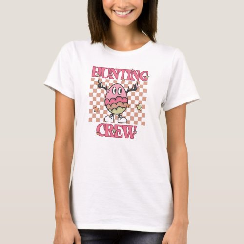 Groovy retro pink and black hunting crew funny egg T_Shirt