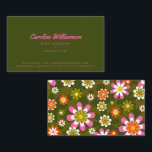 Groovy Retro Pink and Green Botanical Trendy Business Card<br><div class="desc">Groovy Retro Pink and Green Botanical Trendy Business Card</div>