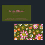 Groovy Retro Pink and Green Botanical Trendy Business Card<br><div class="desc">Groovy Retro Pink and Green Botanical Trendy Business Card</div>