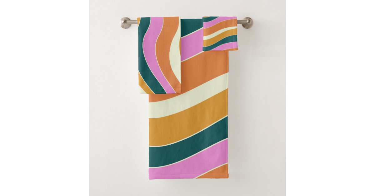 Colorful Abstract Organic Shapes Lines Boho Style Bath Towel Set, Zazzle