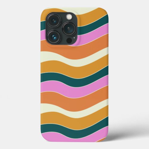 Groovy Retro Pink and Green Wavy Lines   iPhone 13 Pro Case