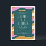 Groovy Retro Pink and Green Wavy Lines Wedding Invitation<br><div class="desc">Groovy Retro Pink and Green Wavy Lines Wedding Invitation</div>