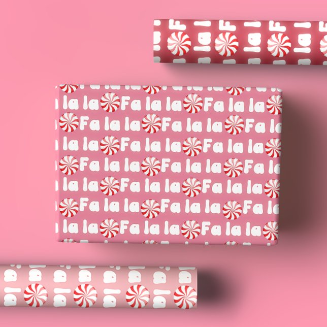 Groovy Retro Pink Fa La La Christmas Wrapping Paper Sheets (Creator Uploaded)