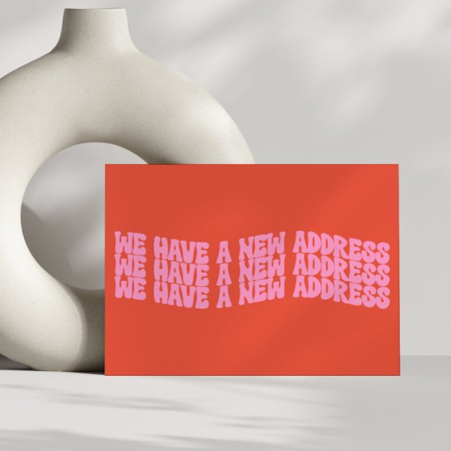 Groovy Retro Pink Orange We Moved New Home Moving  Announcement Postcard (Creator Uploaded)
