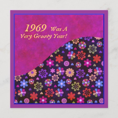 Groovy Retro Popart Flower Power 60s 70s Birthday Invitation