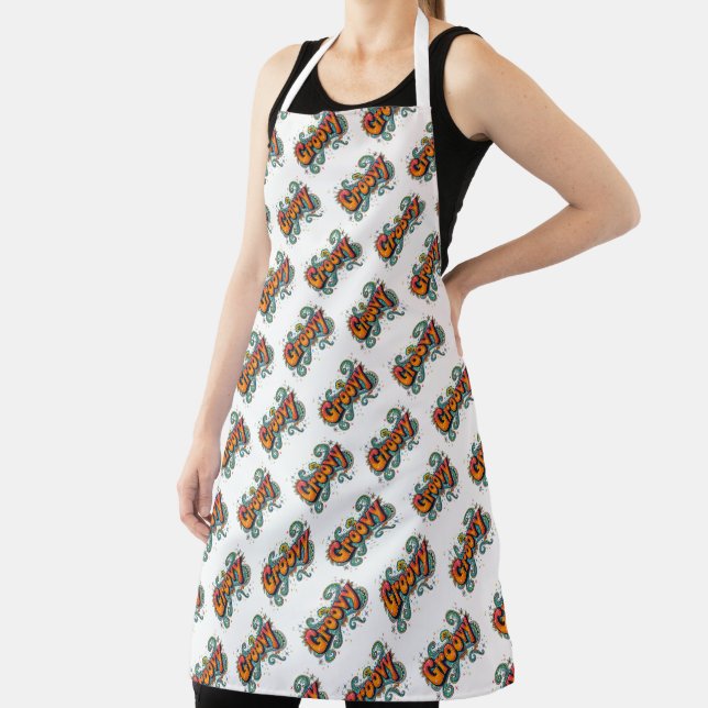 Groovy Retro Psychedelic 70s Funky Hippie Art Apron (Insitu)
