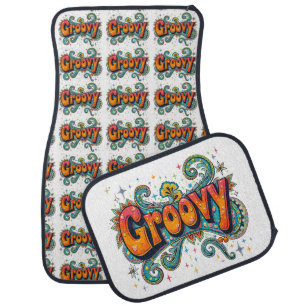Groovy Retro Psychedelic 70s Funky Hippie Art Car Floor Mat