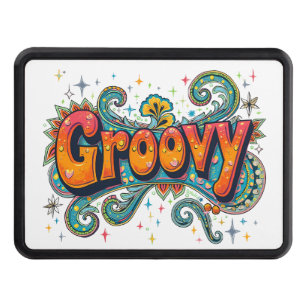 Groovy Retro Psychedelic 70s Funky Hippie Art Hitch Cover