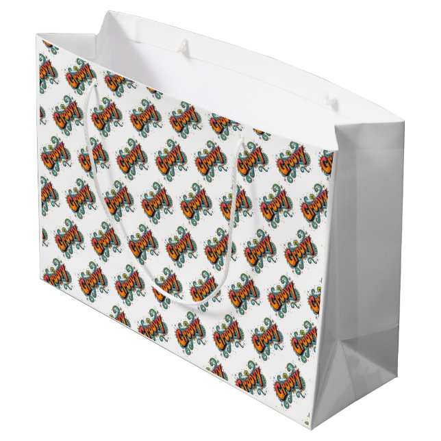 Groovy Retro Psychedelic 70s Funky Hippie Art Large Gift Bag (Back Angled)