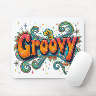 Groovy Retro Psychedelic 70s Funky Hippie Art Mouse Pad
