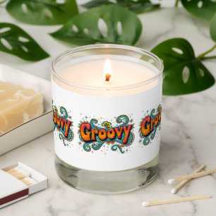 Groovy Retro Psychedelic 70s Funky Hippie Art Scented Candle