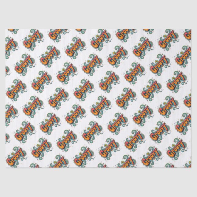 Groovy Retro Psychedelic 70s Funky Hippie Art Tissue Paper (Front)