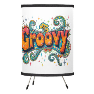 Groovy Retro Psychedelic 70s Funky Hippie Art Tripod Lamp