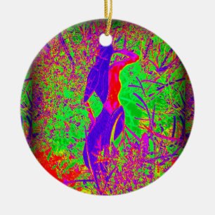 groovy retro purple hippie mermaid ceramic ornament