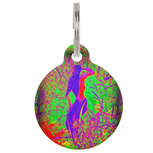 groovy retro purple hippie mermaid pet ID tag (Front)