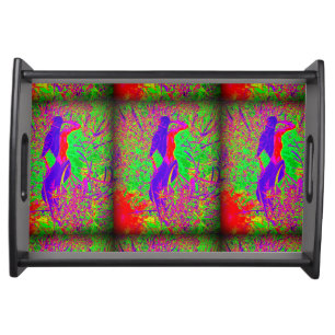 groovy retro purple hippie mermaid serving tray
