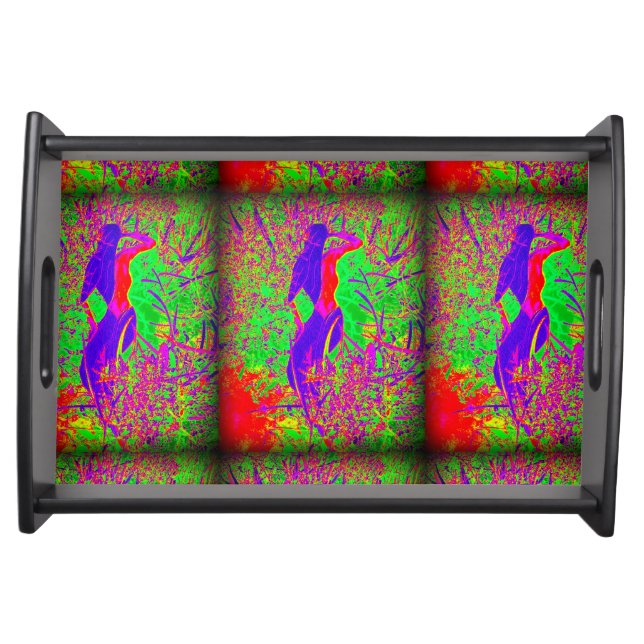 groovy retro purple hippie mermaid serving tray (Front)