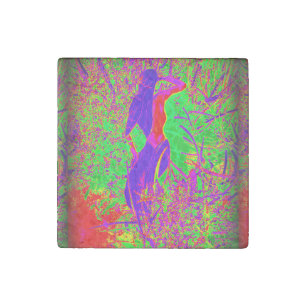 groovy retro purple hippie mermaid stone magnet