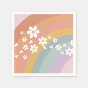 Groovy Retro Rainbow and Daisy Napkins