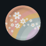 Groovy Retro Rainbow and Daisy Paper Plate<br><div class="desc">Groovy Retro Rainbow and Daisy plates.</div>