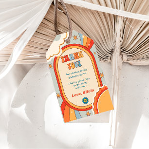 Groovy Retro Rainbow Birthday Party Gift Tags
