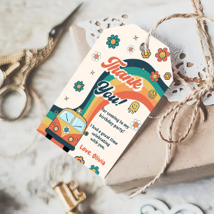 Groovy Retro Rainbow Birthday Party Gift Tags