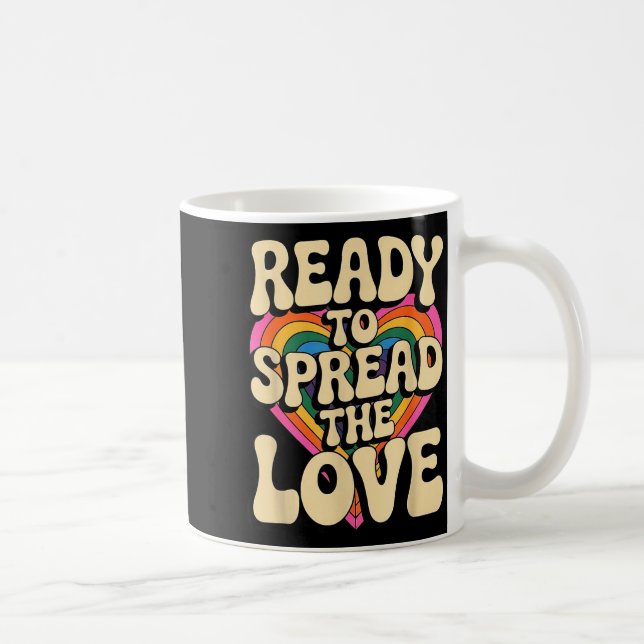 Groovy Retro Rainbow Heart Sitive Valentine Messag Coffee Mug (Right)