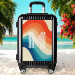 Groovy Retro Rainbow Monogram Luggage<br><div class="desc">Monogram with retro rainbow and daisy flowers.</div>