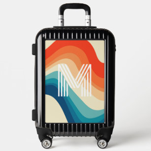 Groovy Retro Rainbow Monogram Luggage