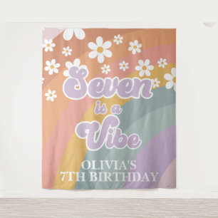 Groovy Retro Rainbow Seven is a Vibe Tapestry