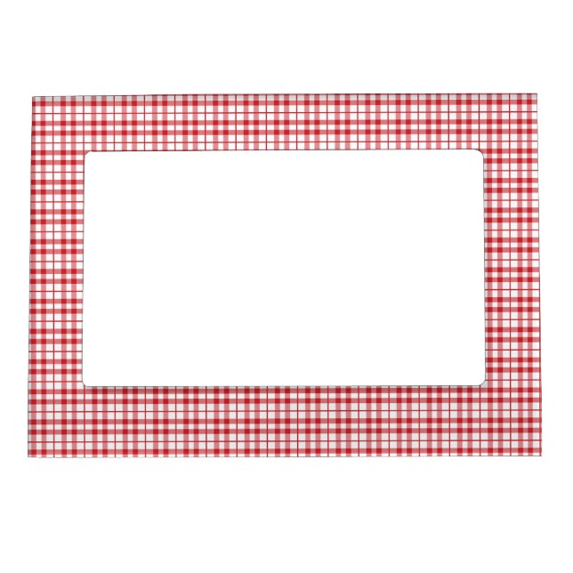 Groovy Retro Red Plaid Magnetic Fridge Frame (Front)