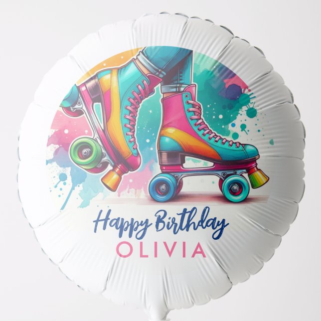 Groovy Retro Roller Skate Birthday Balloon (Front)