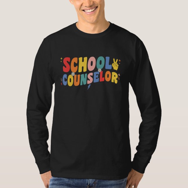Groovy Retro School Counselor Counseling Back To S T-Shirt (Front)