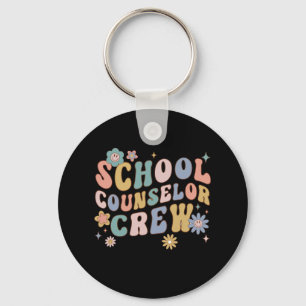 Groovy Retro School Counselor Crew Teacher Back To Keychain