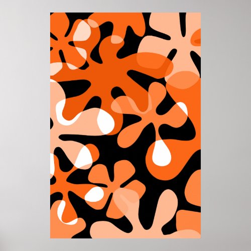 Groovy Retro Shapes Orange Black White Poster