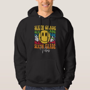 Groovy Retro Sixth Grade Vibes Face Teachers Back Hoodie