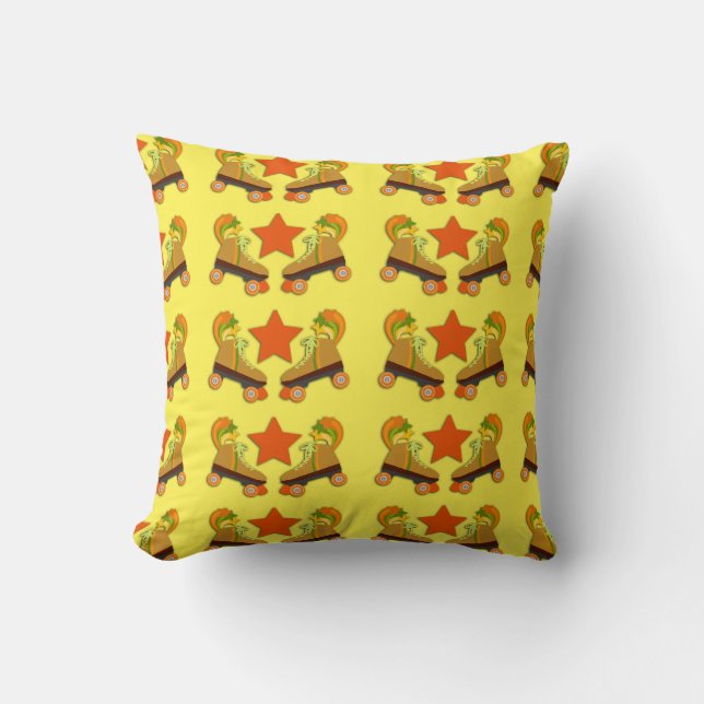 Groovy Retro Skate Pattern Throw Pillow (Front)
