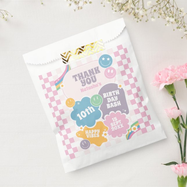 Groovy Retro Smiles Birthday Thank You Favor Bag (Sealed)