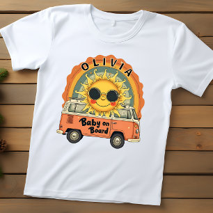 Groovy Retro Smiling Baby Sun Baby T-Shirt