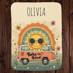 Groovy Retro Smiling Baby Sun, Peace & Love Vibes  Blanket