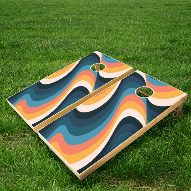 Groovy Retro Stripes Cornhole Set (Creator Uploaded)