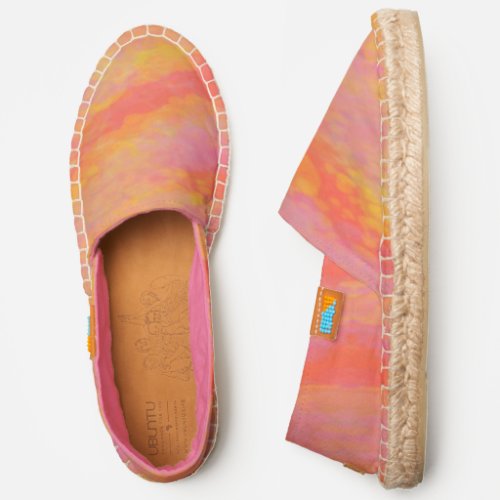 Groovy Retro Style Peachy Watercolor Abstract Espadrilles