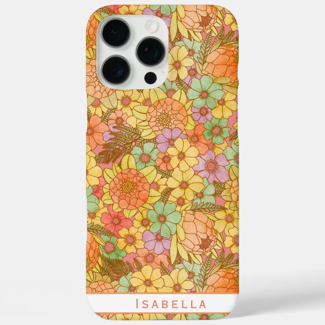 Groovy Retro Summertime Protea And Daisy Pattern Case-Mate iPhone Case (Back)