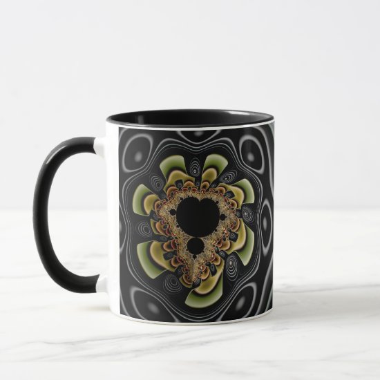 Groovy Retro Sunflower Fractal Abstract Art Mug