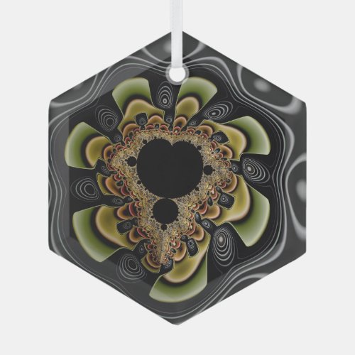 Groovy Retro Sunflowers Fractal Abstract Art Glass Ornament