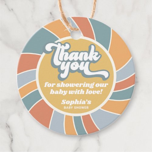 Groovy Retro Sunshine Baby Shower Thank You Favor Tags